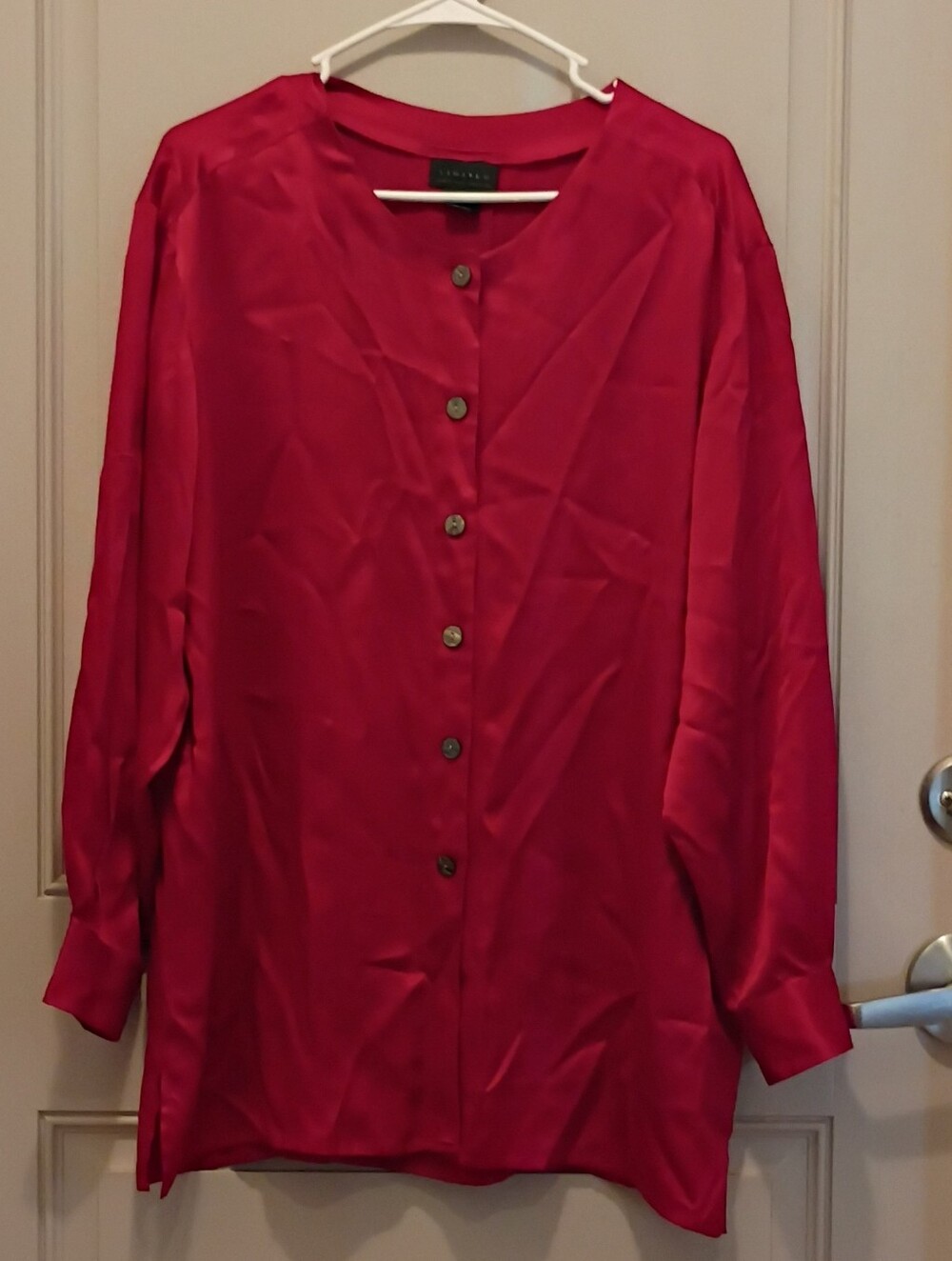 The Limited Women's Red 100%Silk Button Up Blouse Size M